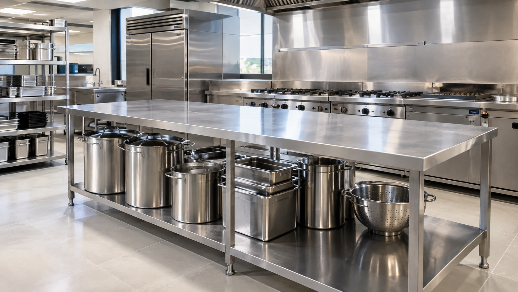 meja stainless tanpa laci